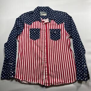 The Nutter Men's Long Sleeve American Flag Pearl Snap Shirt - Size L